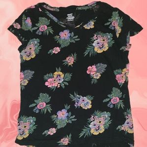 Old Navy Girls shirt black floral shirt size 10/12